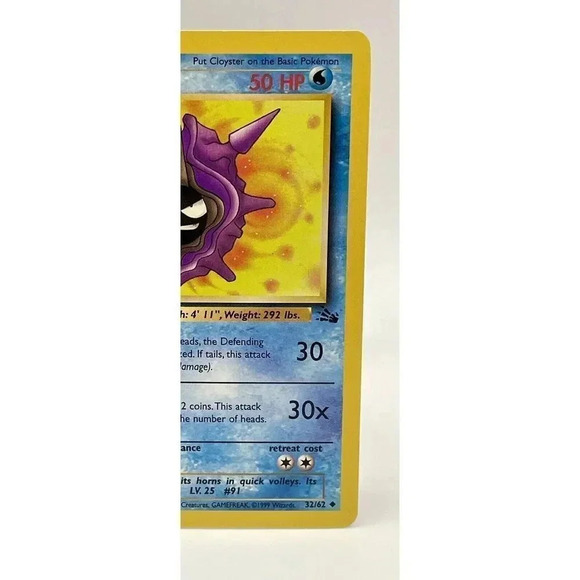 Cloyster 32/62 Fossil‎ Uncommon Non Holo Vintage 1999 Pokemon Card NM - Picture 3 of 6